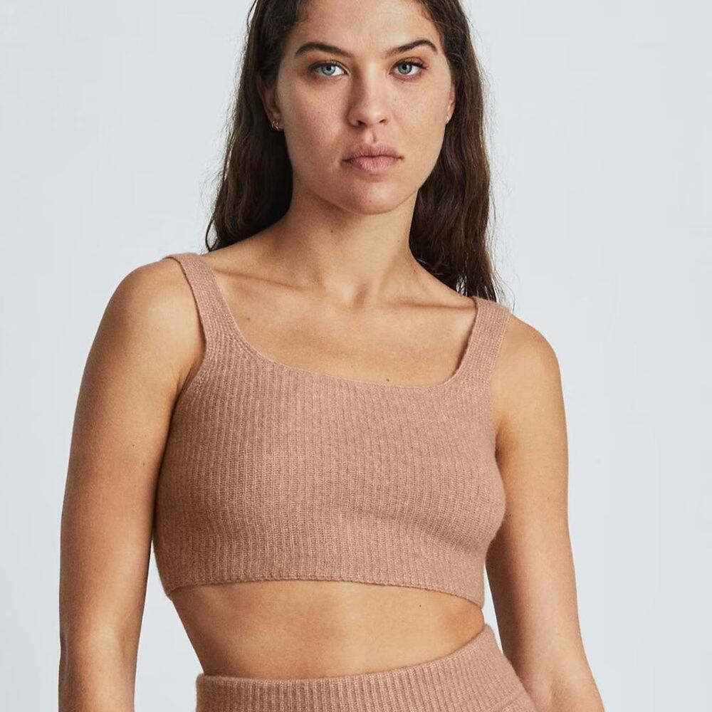 Everlane Wool Blend‎ Cropped Tank Top in Camel Small NWT